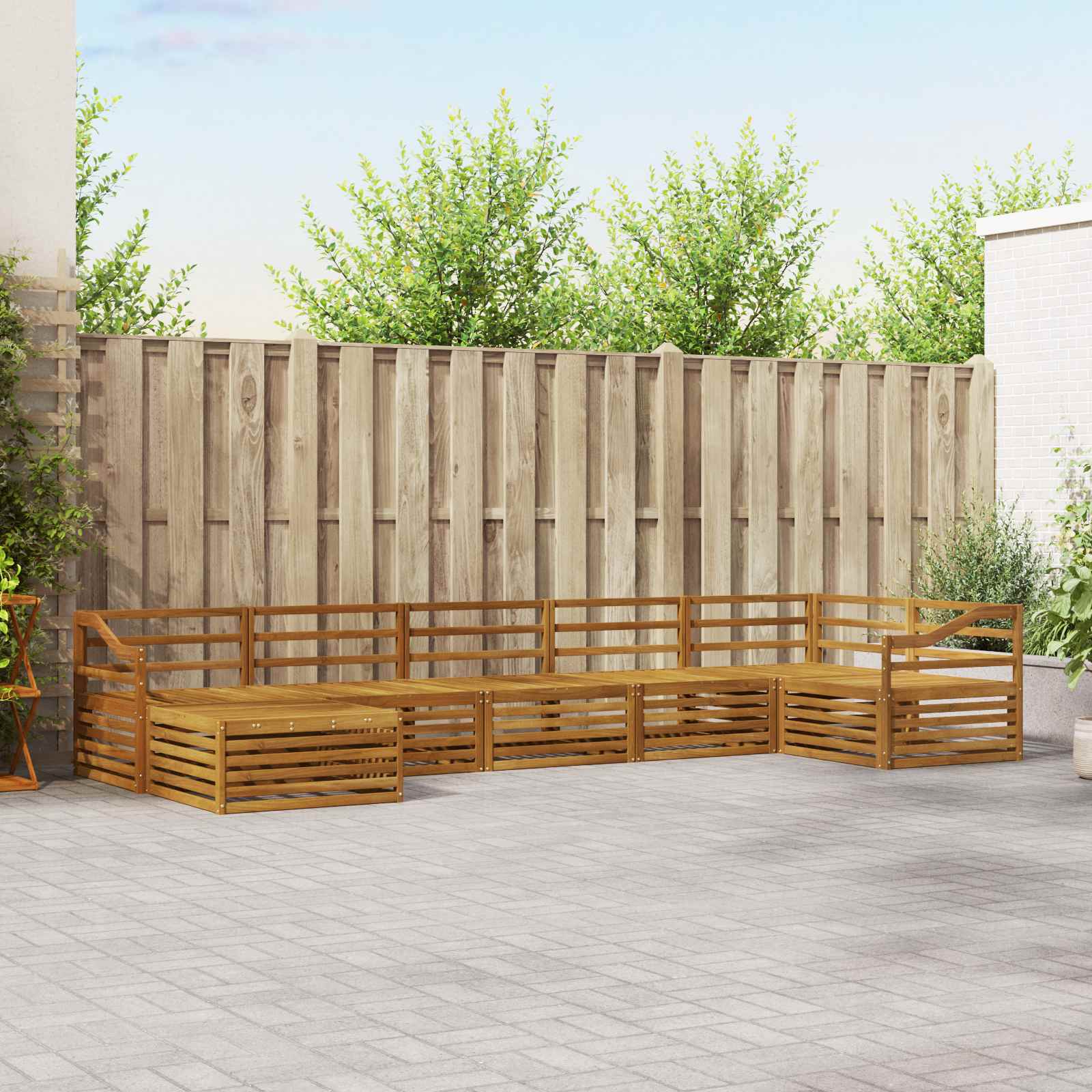 Outdoor-Sofagarnitur 7 stk. Natur