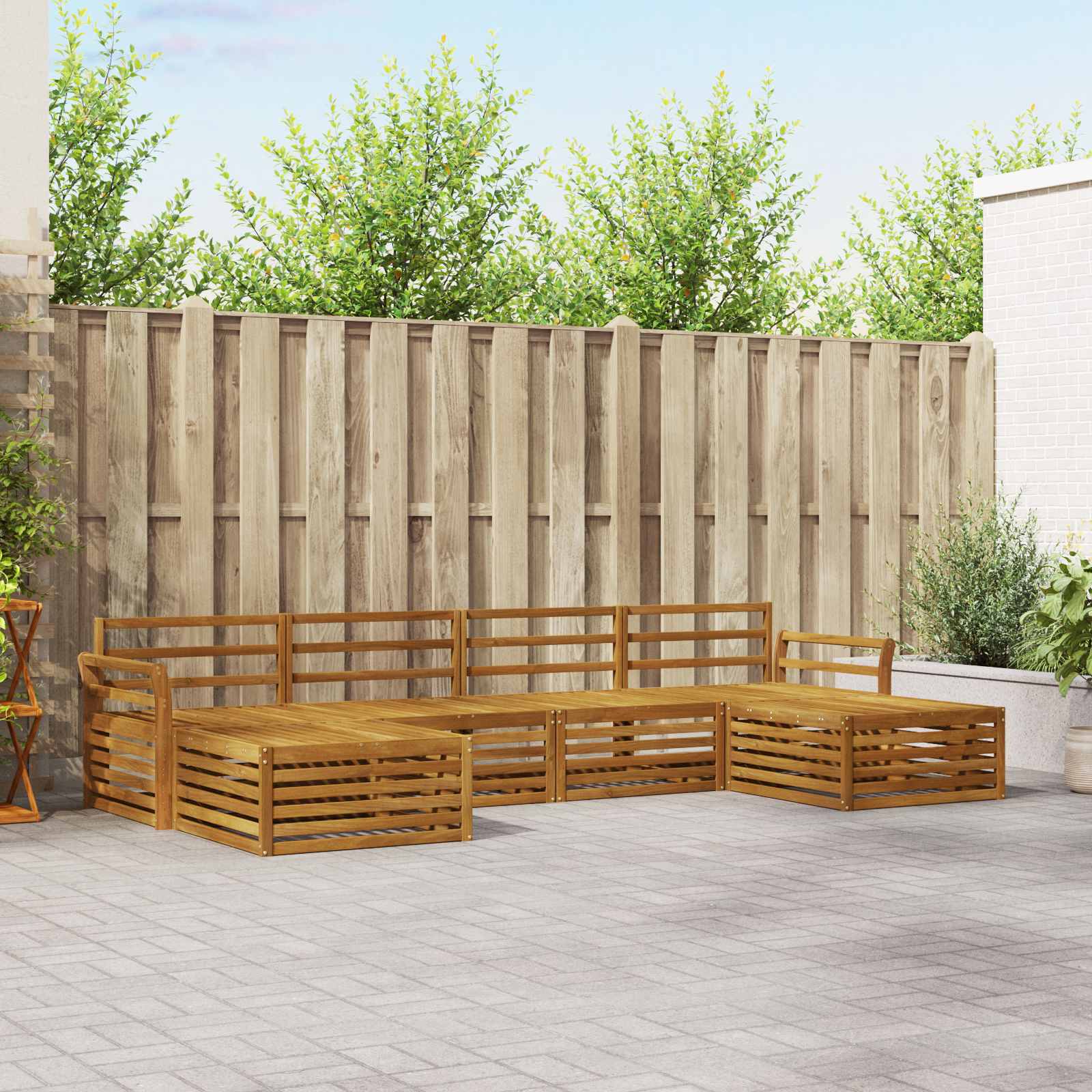 Outdoor-Sofagarnitur 6 stk. Natur Massivholz Akazie