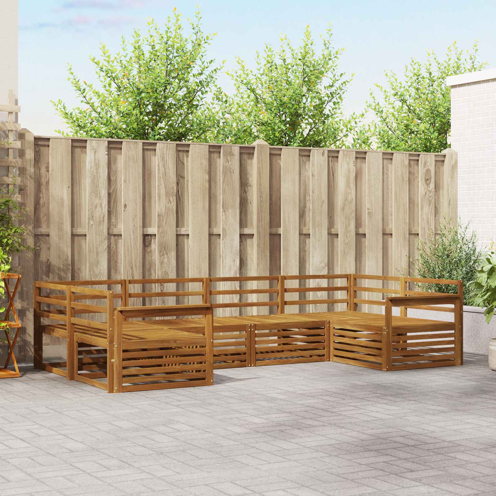 Outdoor-Sofagarnitur 6 stk. Natur Massivholz Akazie