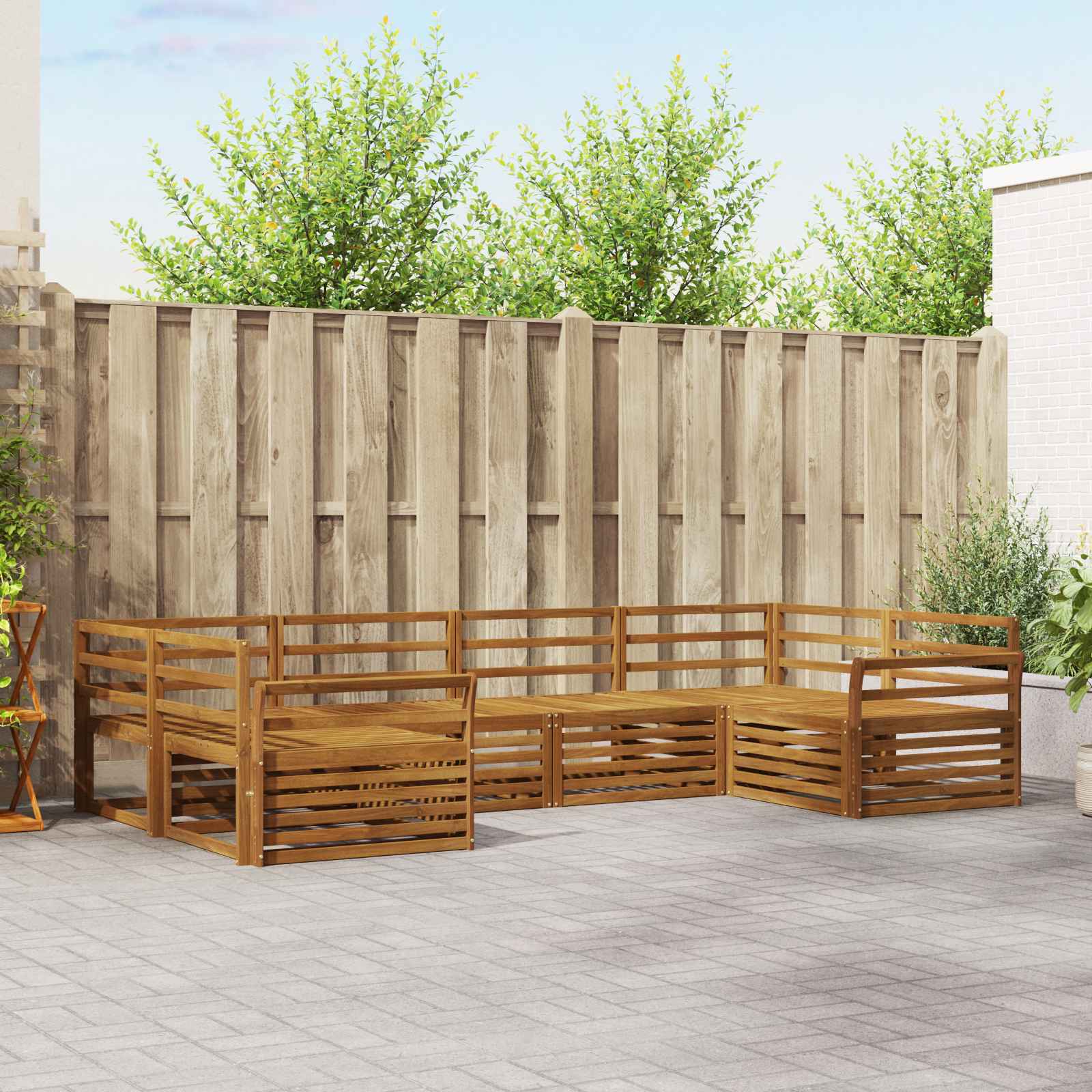 Outdoor-Sofagarnitur 6 stk. Natur Massivholz Akazie