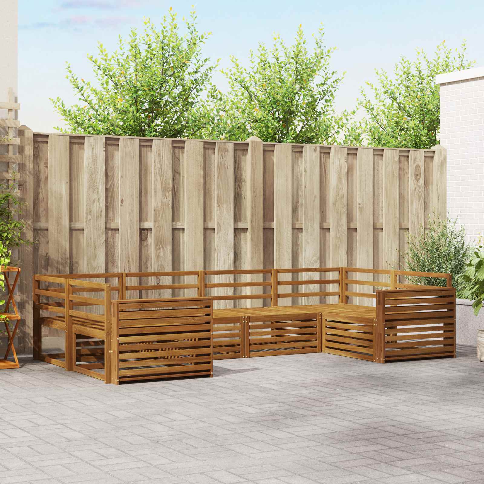 Outdoor-Sofagarnitur 6 stk. Natur Massivholz Akazie