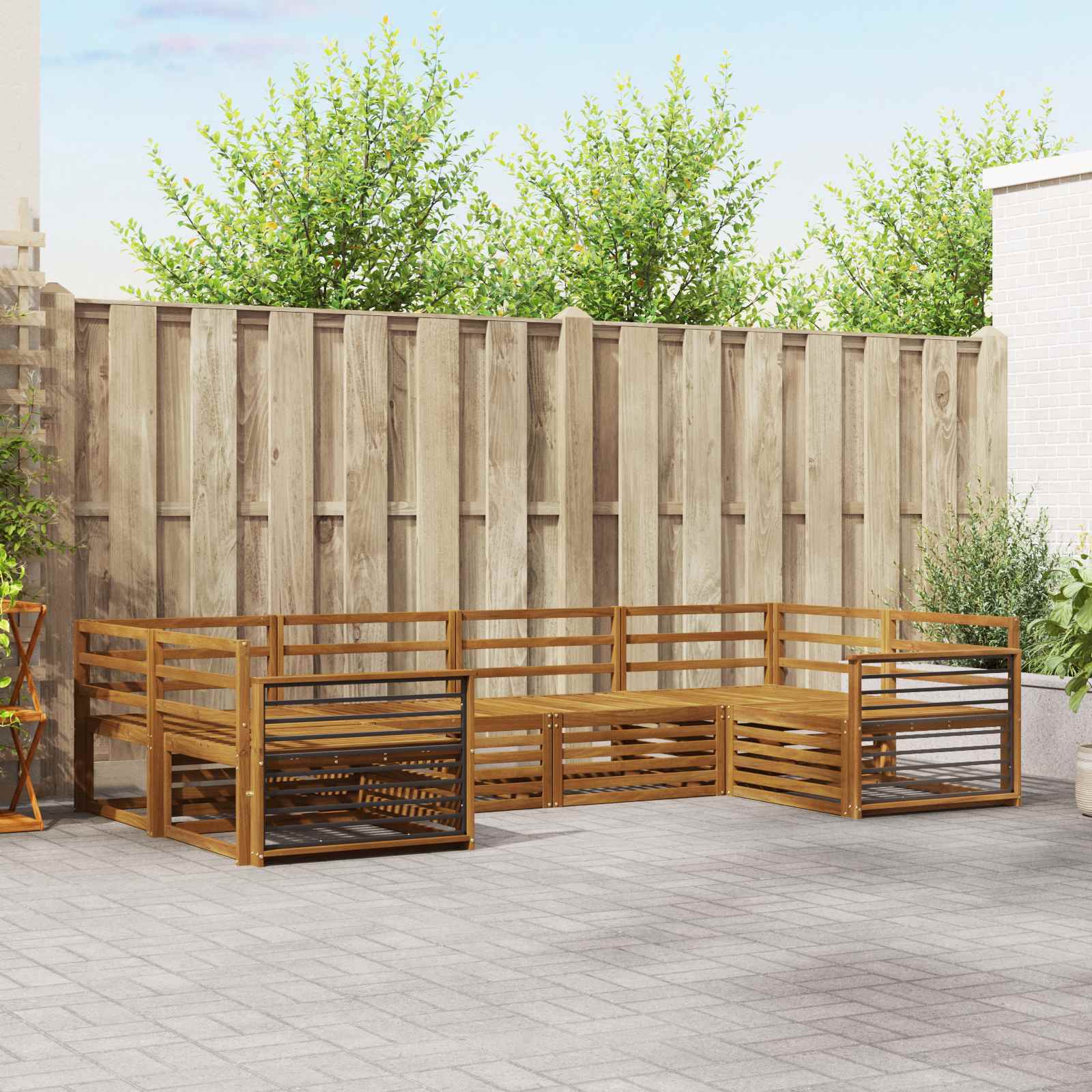 Outdoor-Sofagarnitur 6 stk. Natur Massivholz Akazie