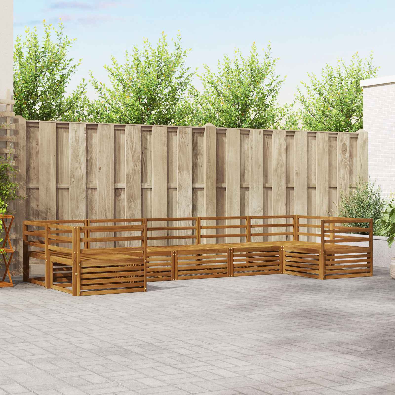 Outdoor-Sofagarnitur 7 stk. Natur Massivholz Akazie