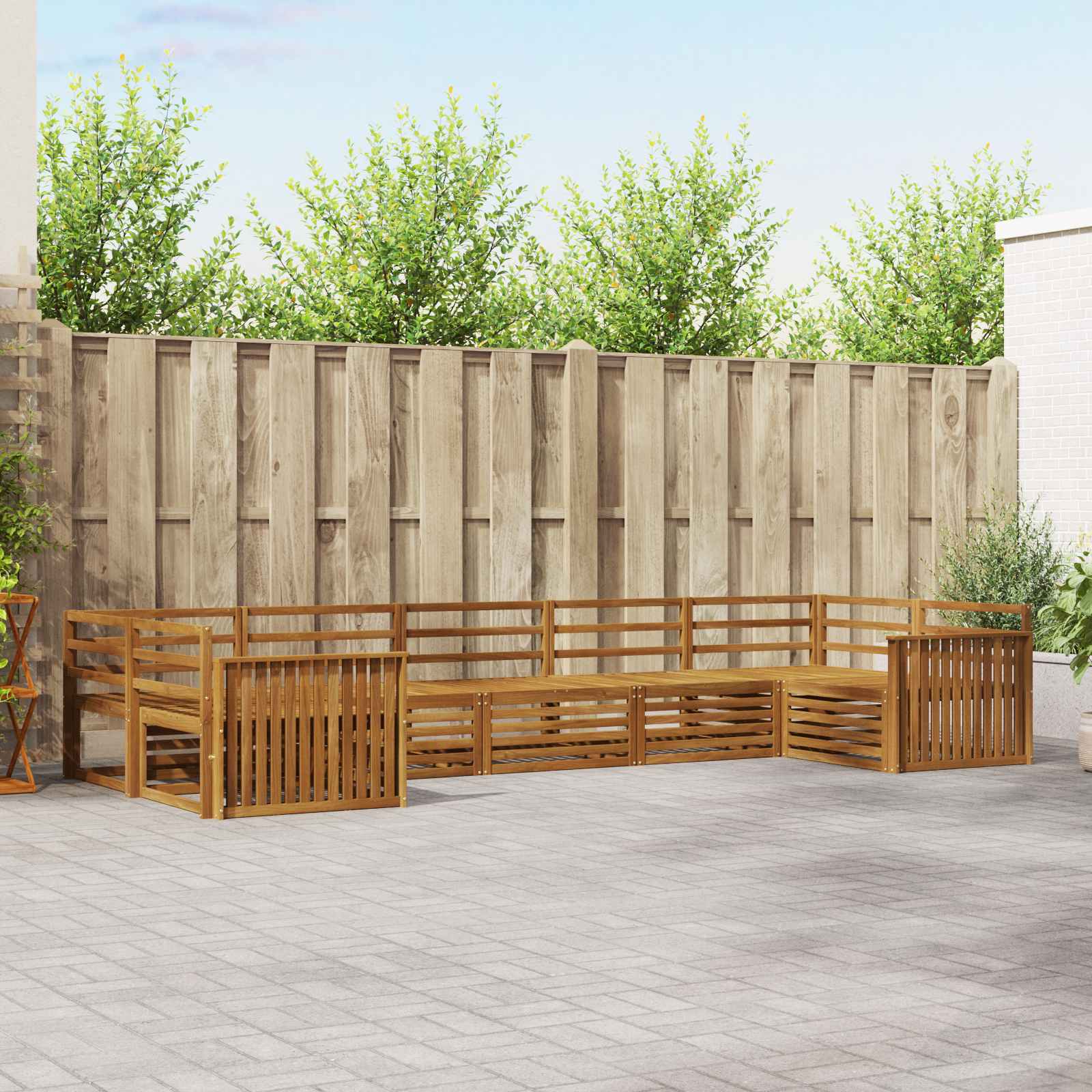 Outdoor-Sofagarnitur 7 stk. Natur Massivholz Akazie