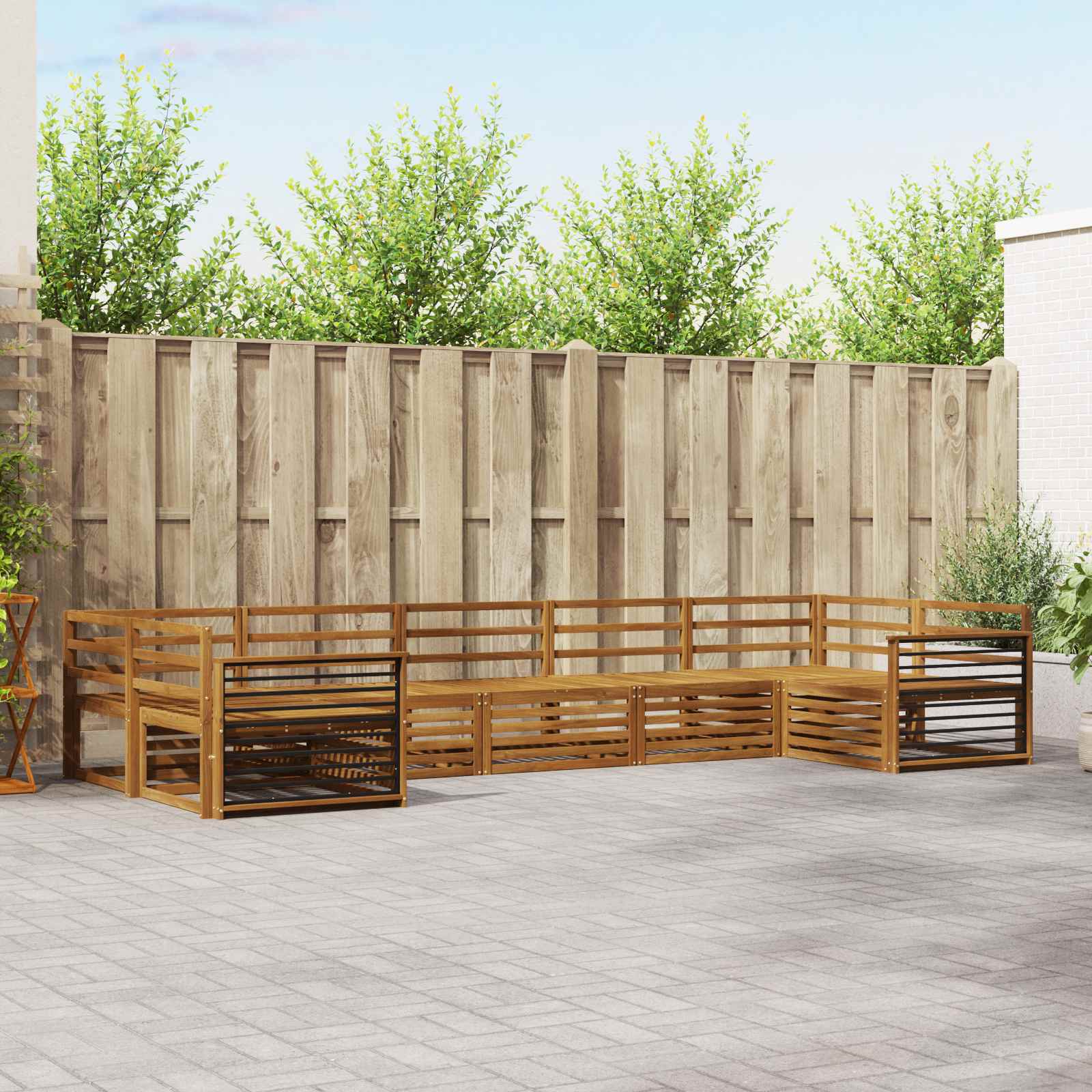 Outdoor-Sofagarnitur 7 stk. Natur Massivholz Akazie