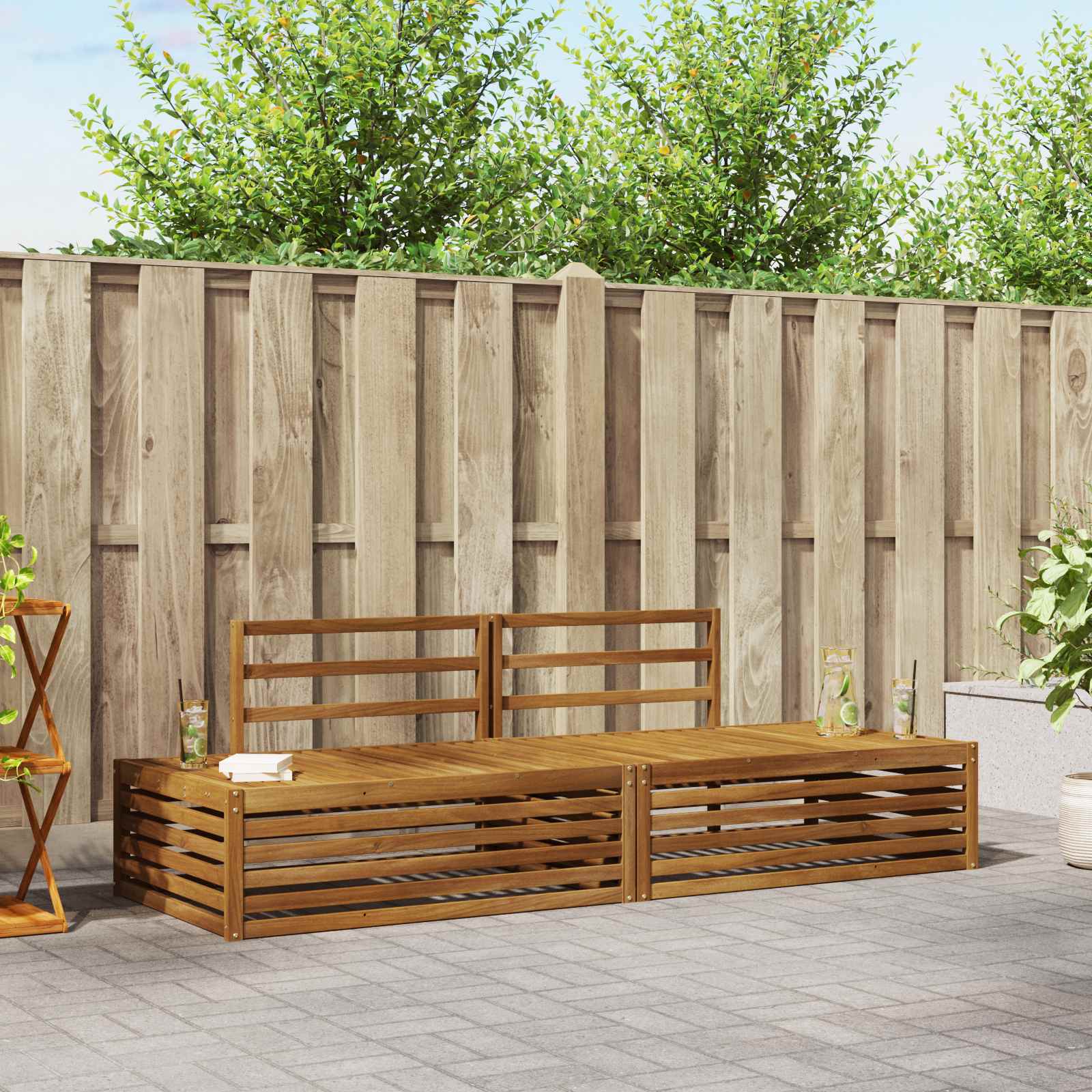 2 stk. Outdoor-Sofagarnitur Massivholz Akazie Natur