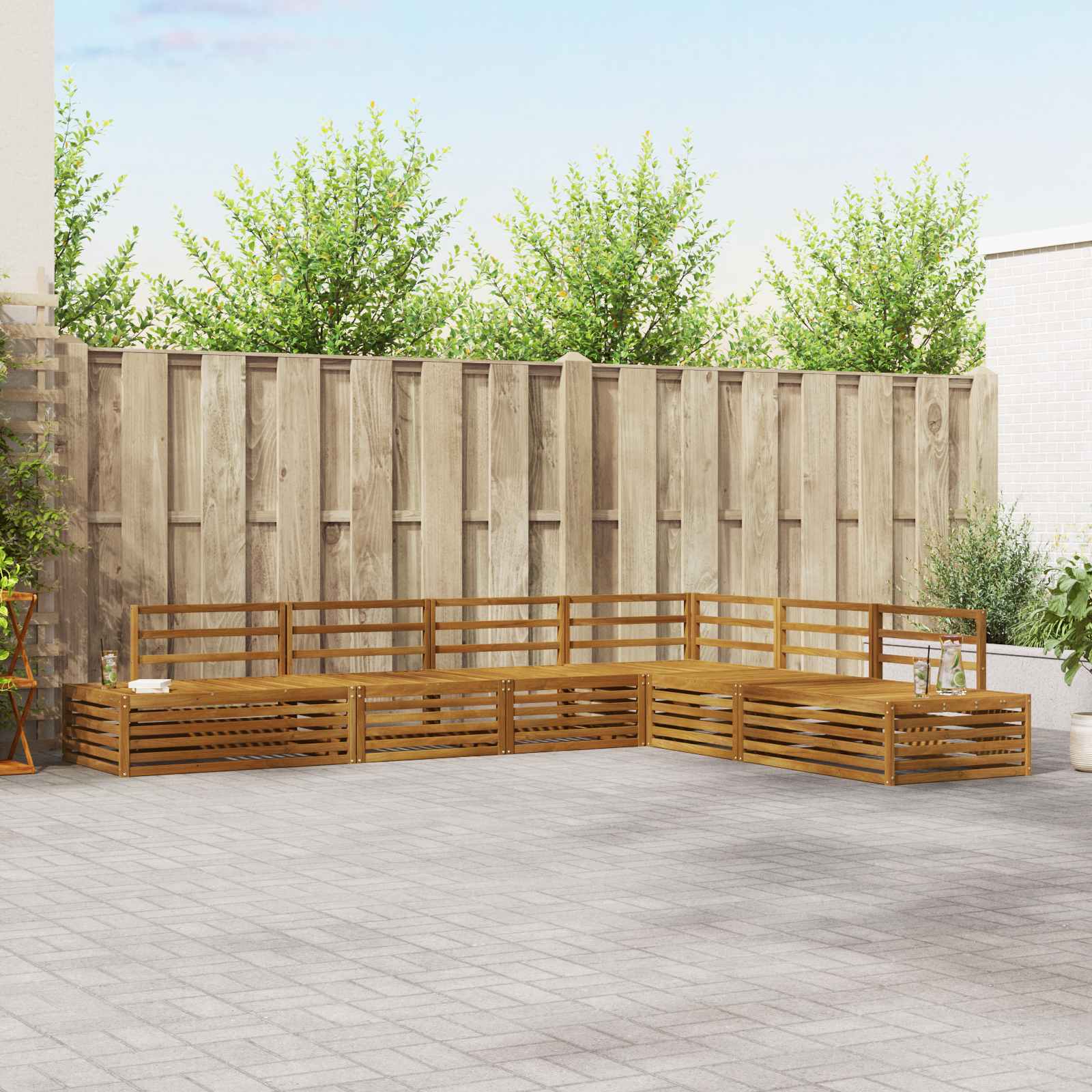 7 stk. Outdoor-Sofagarnitur Massivholz Akazie Natur