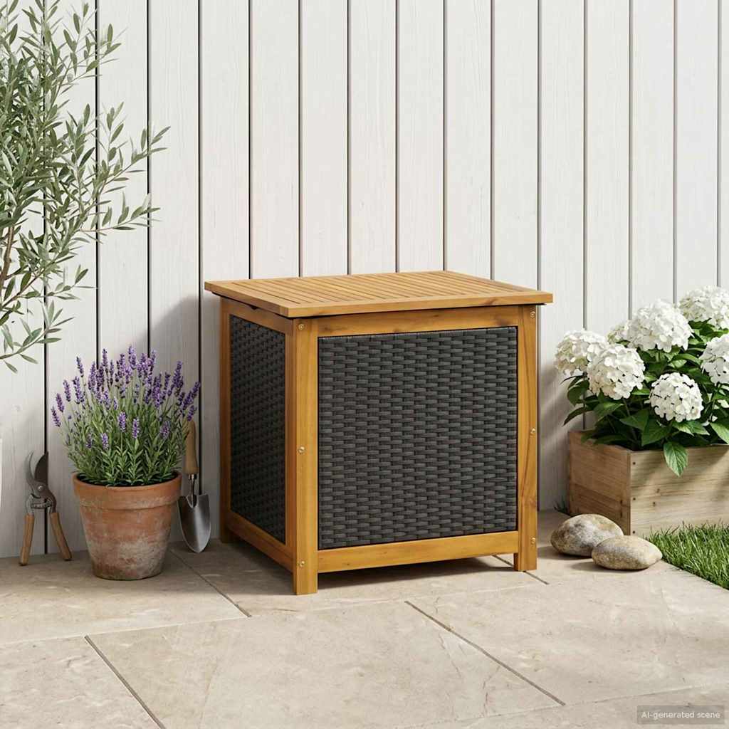 Gartenlagerbox 185 L Massivholz Akazie 60 x 50 x 56 cm Schwarz