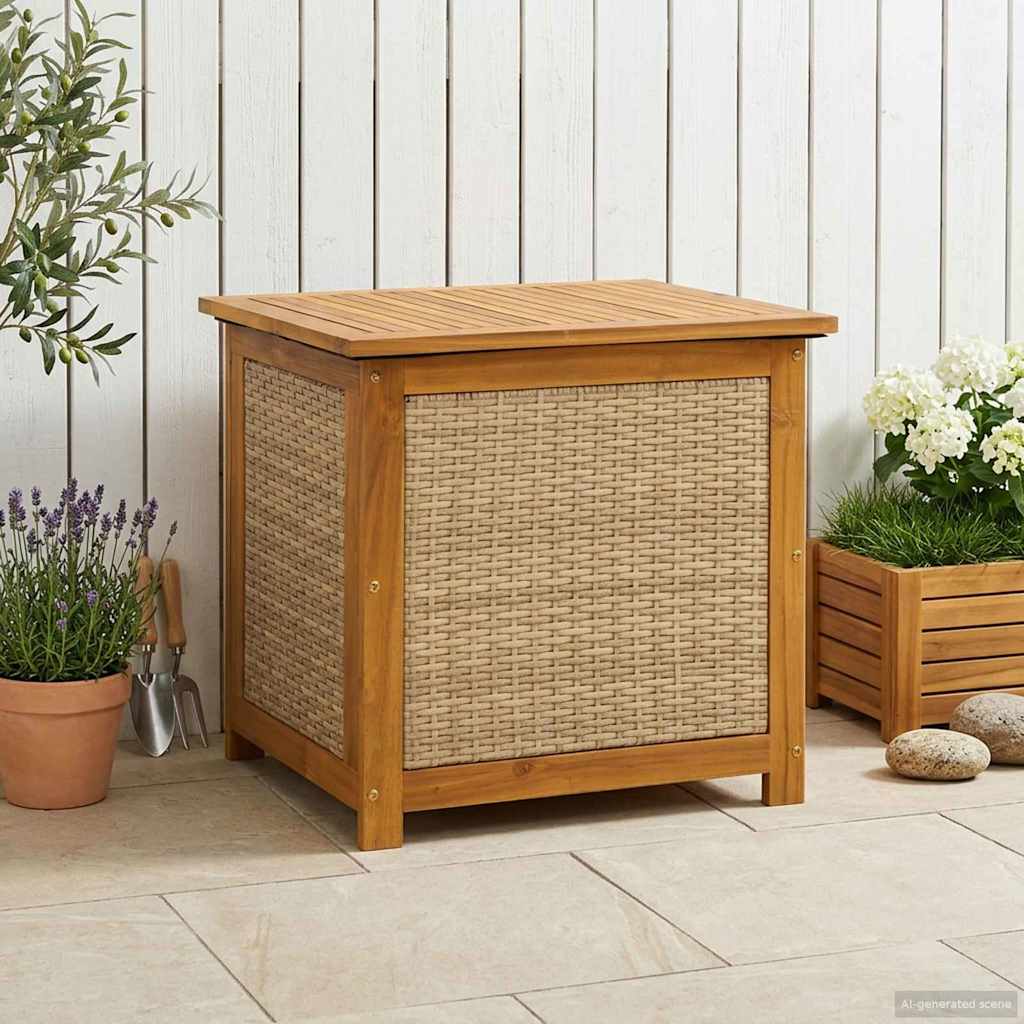 Gartenlagerbox 185 L Massivholz Akazie 60 x 50 x 56 cm Beige