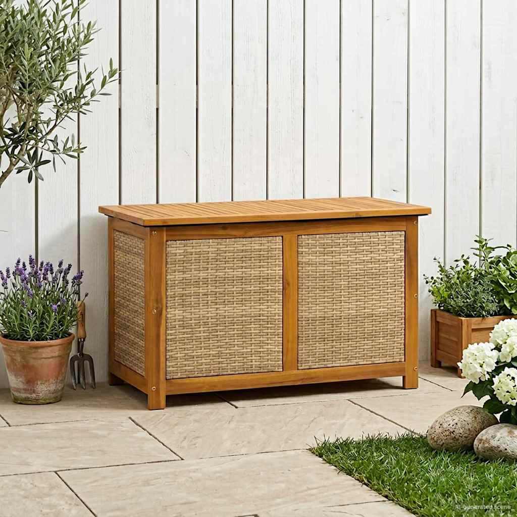 Gartenlagerbox 185 L Massivholz Akazie 90 x 50 x 56 cm Beige