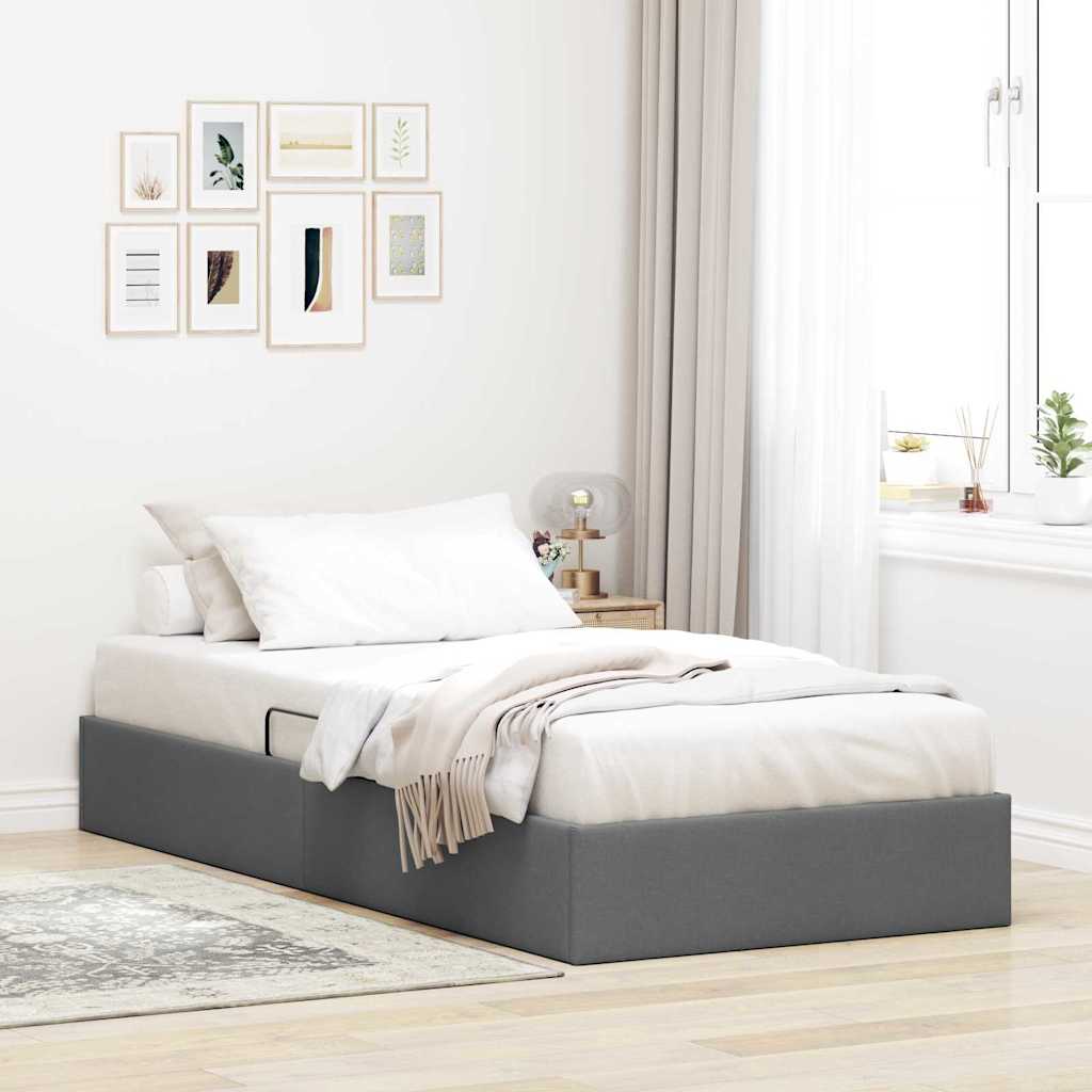 Aufbewahrungsbett mit Speicher Dunkelgrau 203 x 100 cm Stoff