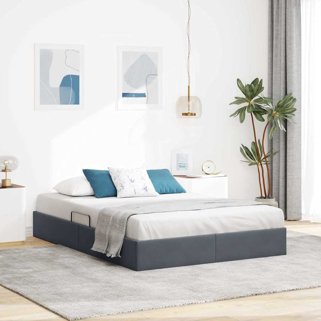 Aufbewahrungsbett mit Speicher Dunkelgrau 135 x 190 cm Samt