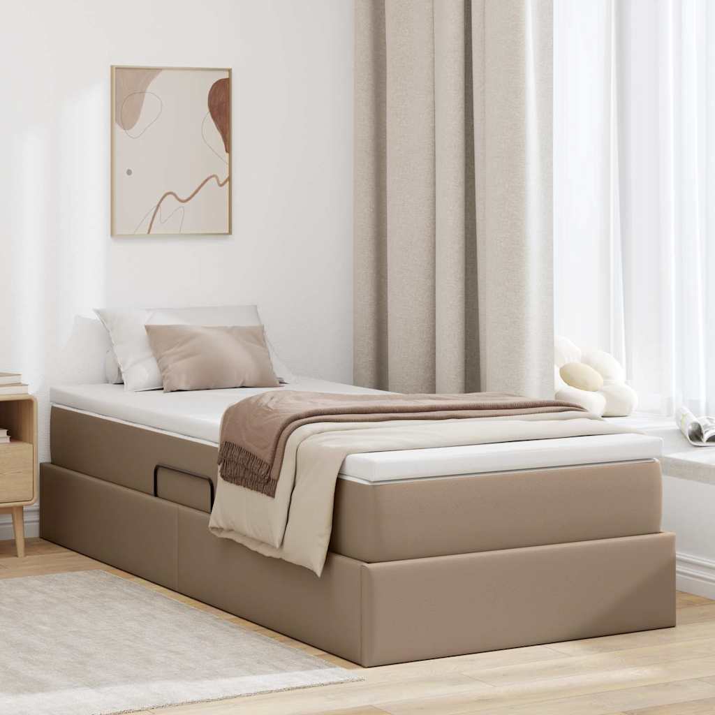 Aufbewahrungsbett mit Matratze Cappuccino 90 x 190 cm