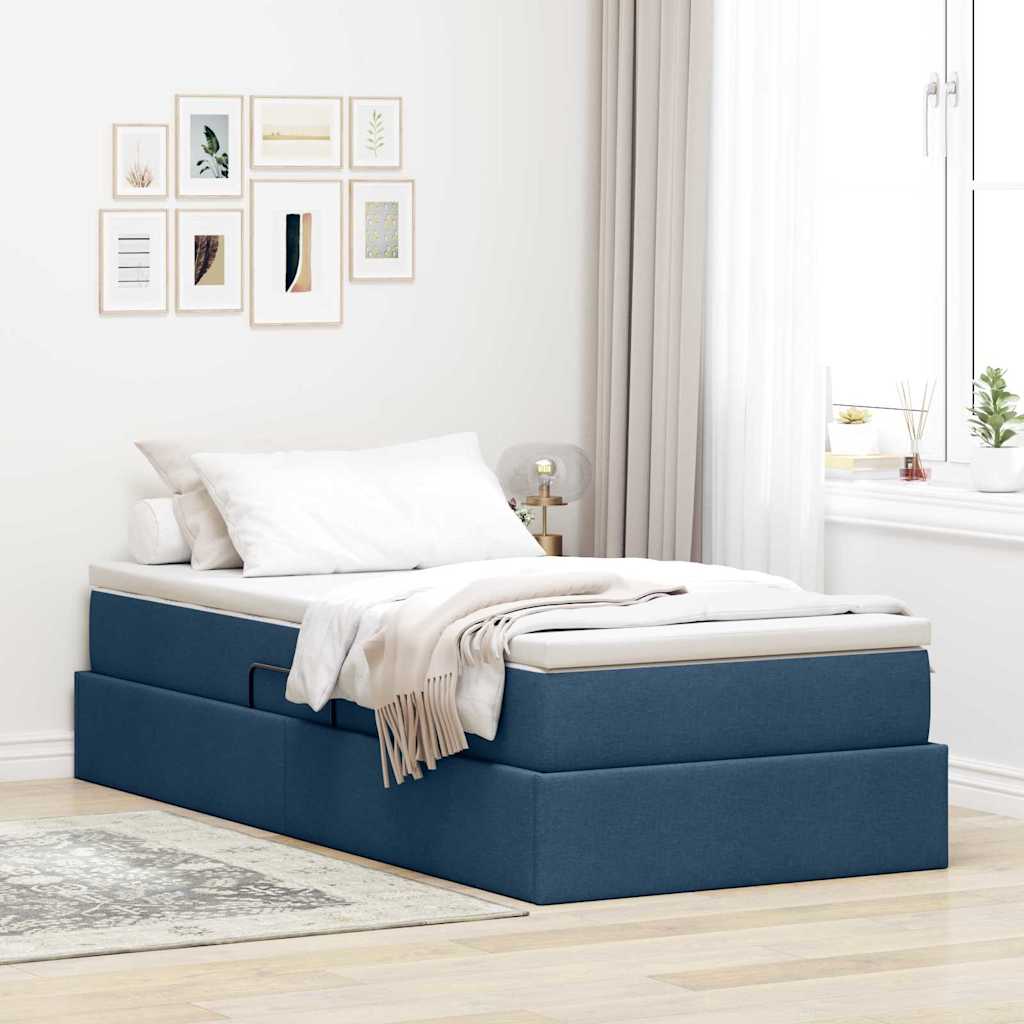 Aufbewahrungsbett mit Matratze Blau 90 x 200 cm Polyester