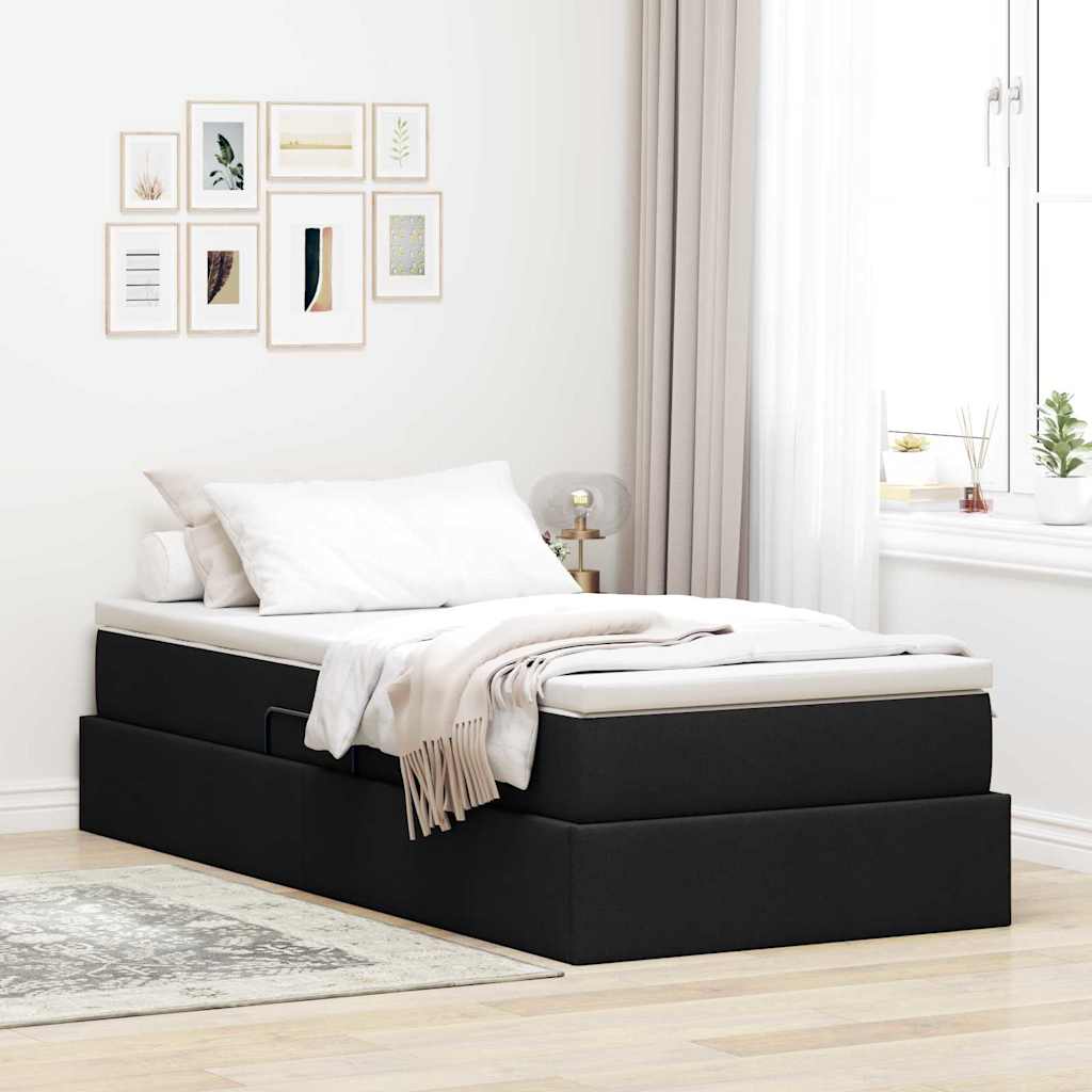 Aufbewahrungsbett mit Matratze Schwarz 100 x 200 cm Polyester