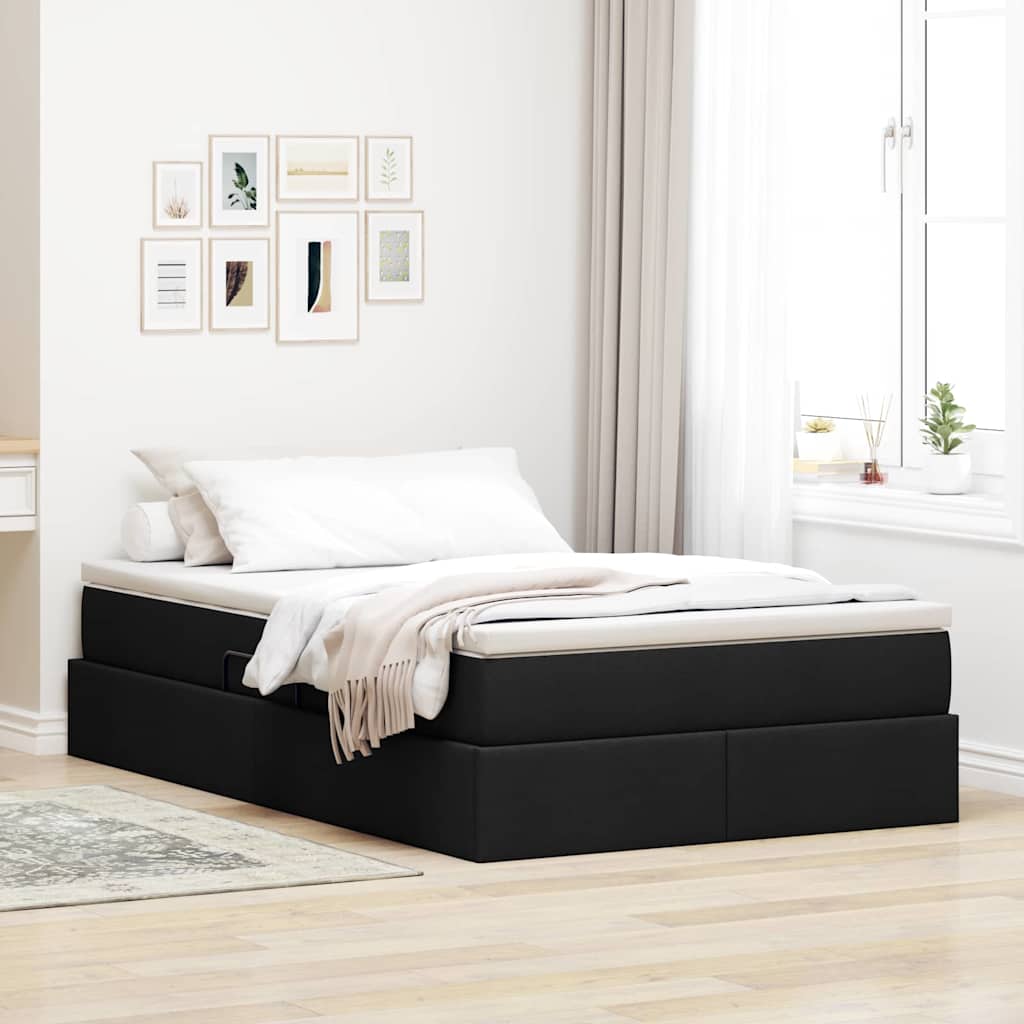 Aufbewahrungsbett mit Matratze Schwarz 120 x 200 cm Polyester
