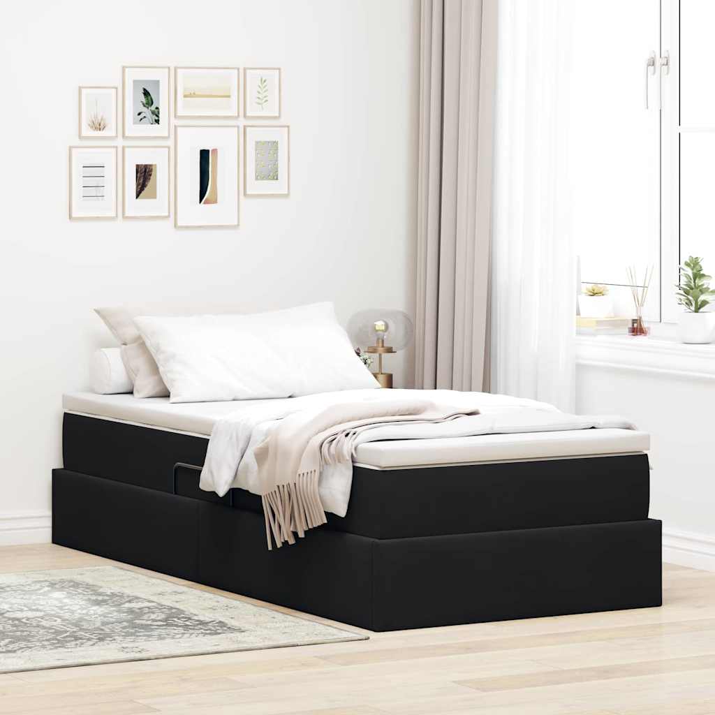 Aufbewahrungsbett mit Matratze Schwarz 90 x 200 cm Samt