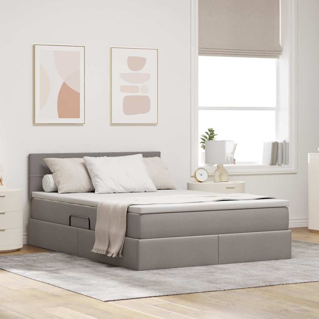 Aufbewahrungsbett mit Matratze Taupe 120 x 200 cm Samt