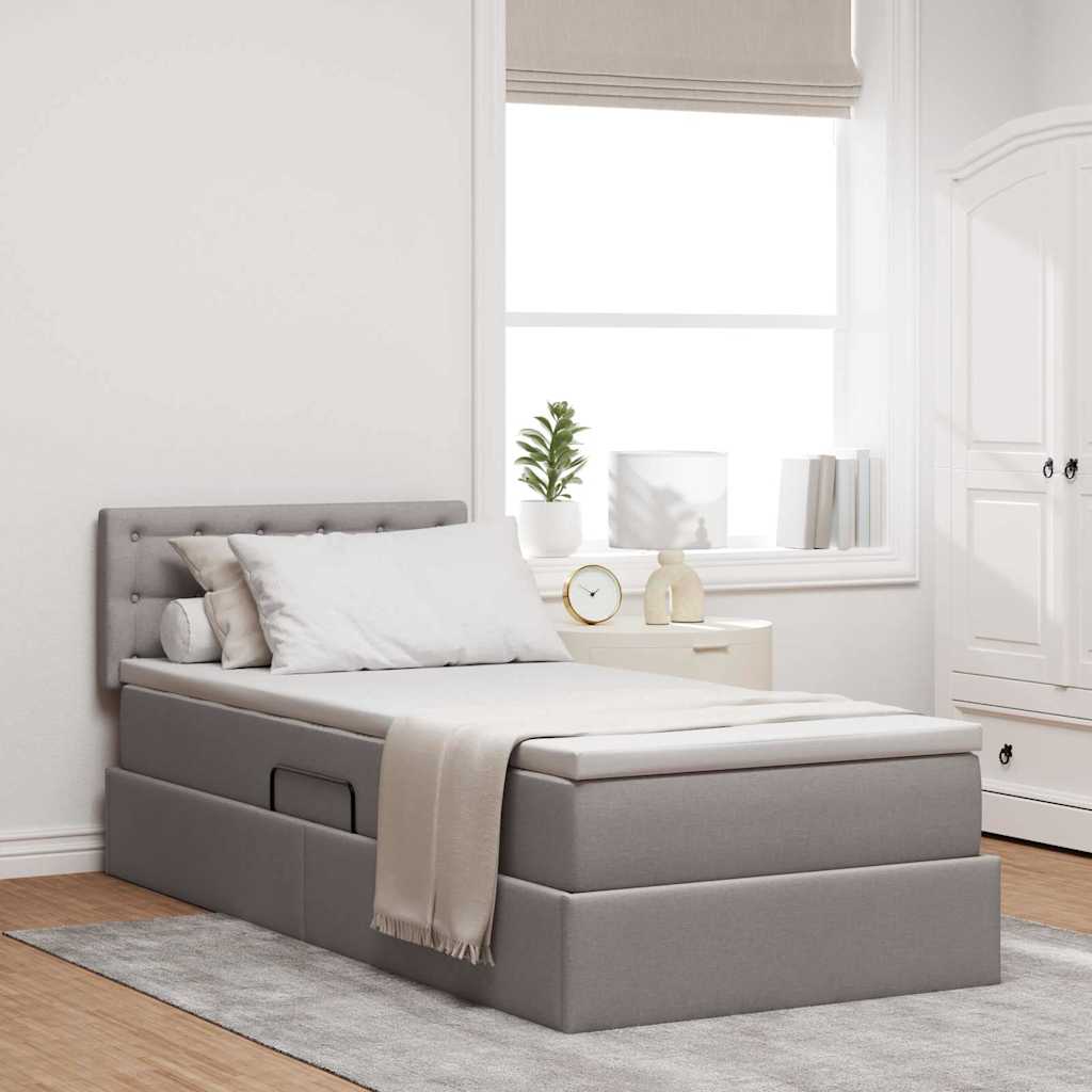 Aufbewahrungsbett mit Matratze Taupe 90 x 200 cm Samt