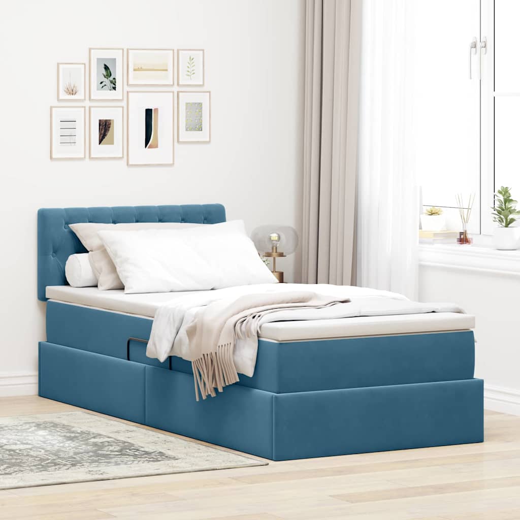 Aufbewahrungsbett mit Kopfteil Dunkelblau 100 x 200 cm Samt