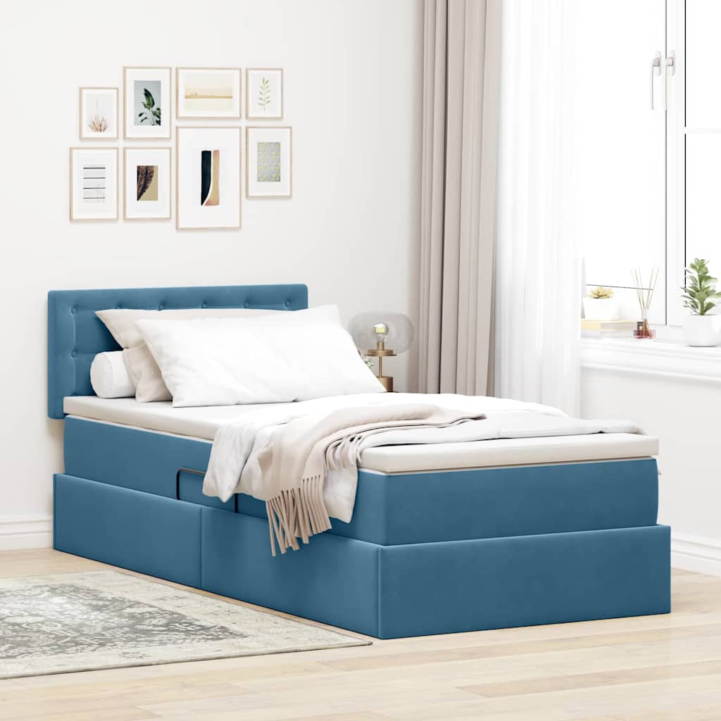 Aufbewahrungsbett mit Kopfteil Dunkelblau 100 x 200 cm Samt