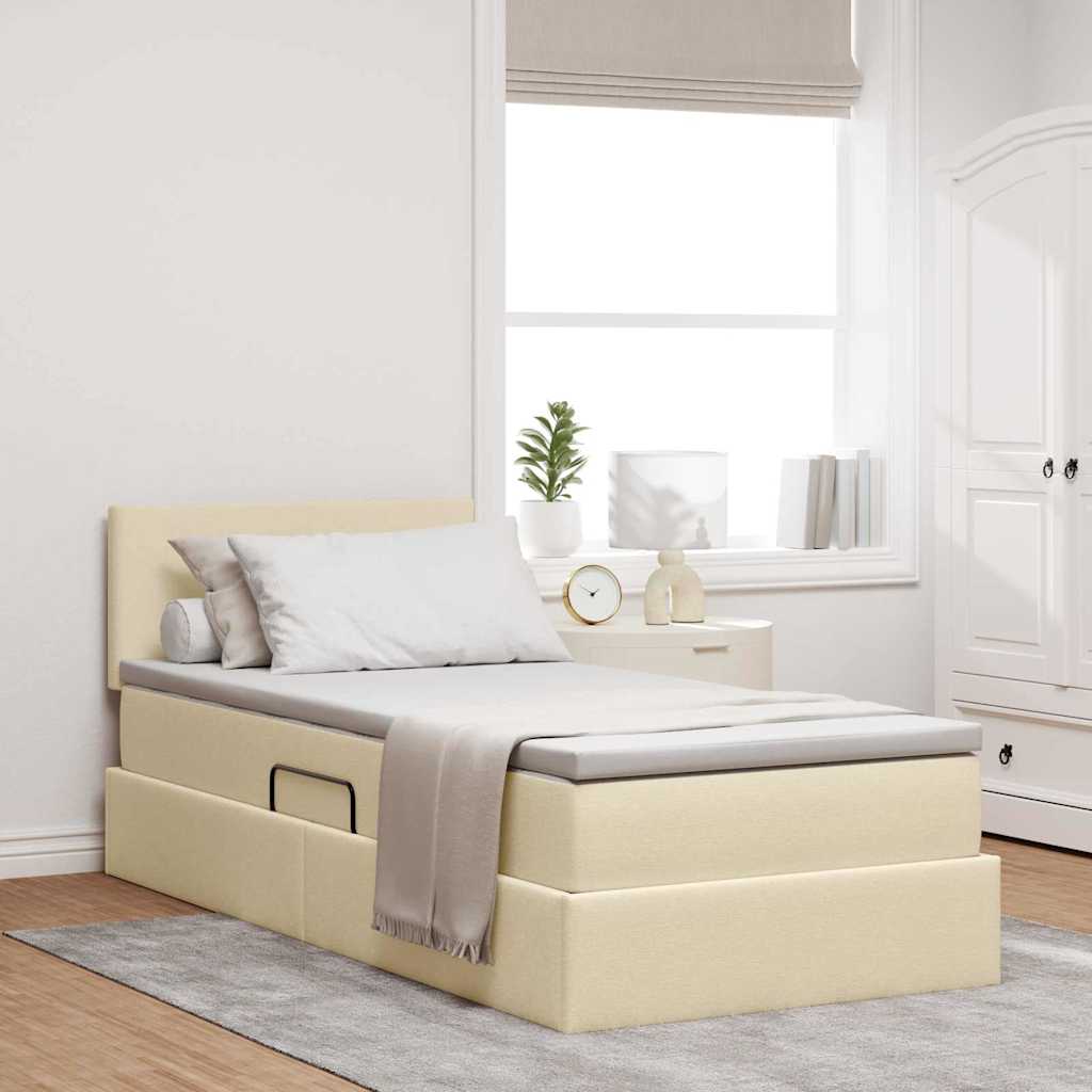 LED-Speicherbett mit Matratze Creme 100 x 200 cm Stoff