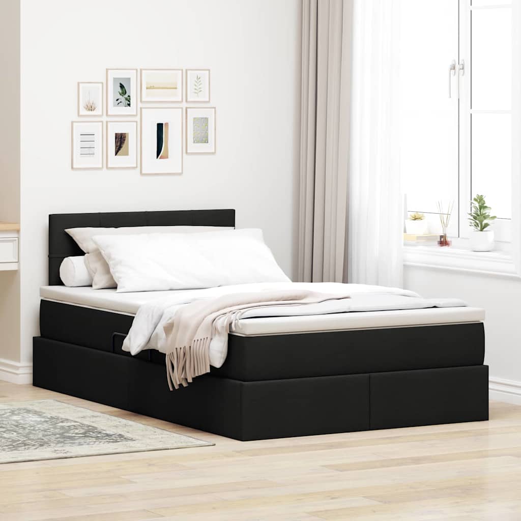 LED-Speicherbett mit Matratze Schwarz 120 x 200 cm Stoff
