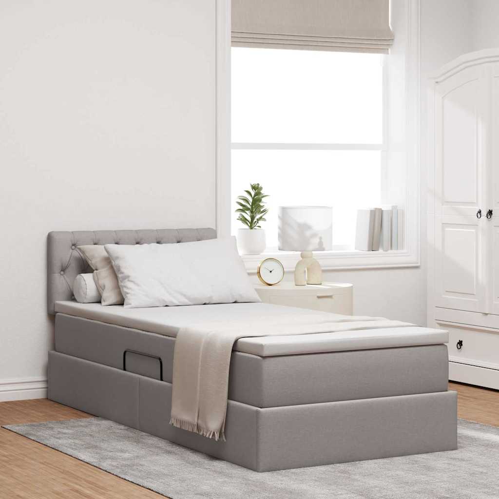 LED-Speicherbett mit Matratze Taupe 100 x 200 cm Stoff