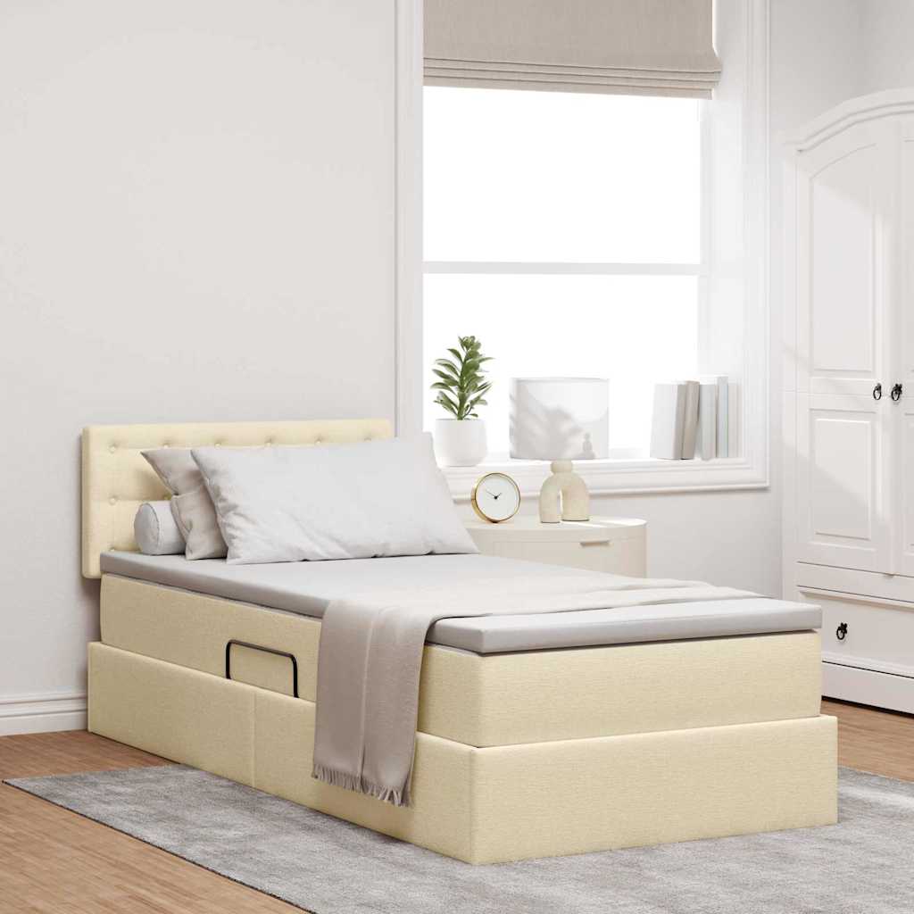 LED-Speicherbett mit Matratze Creme 100 x 200 cm Stoff
