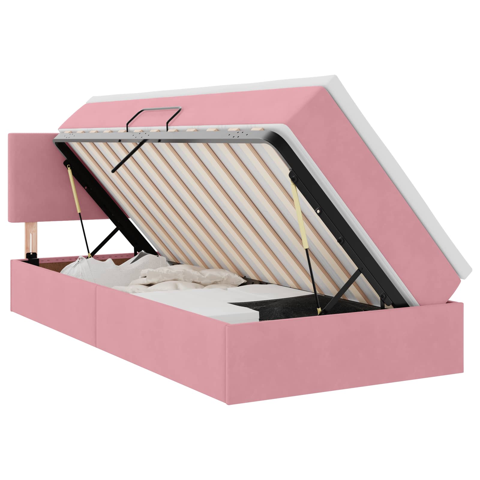 LED-Speicherbett mit Matratze Rosa 90 x 200 cm Samt