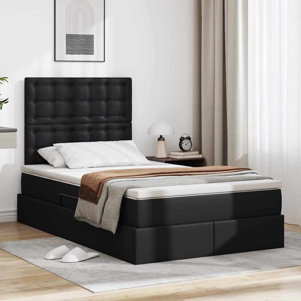 Bett mit LED-Lichtleisten Schwarz 120 x 200 cm Kunstleder