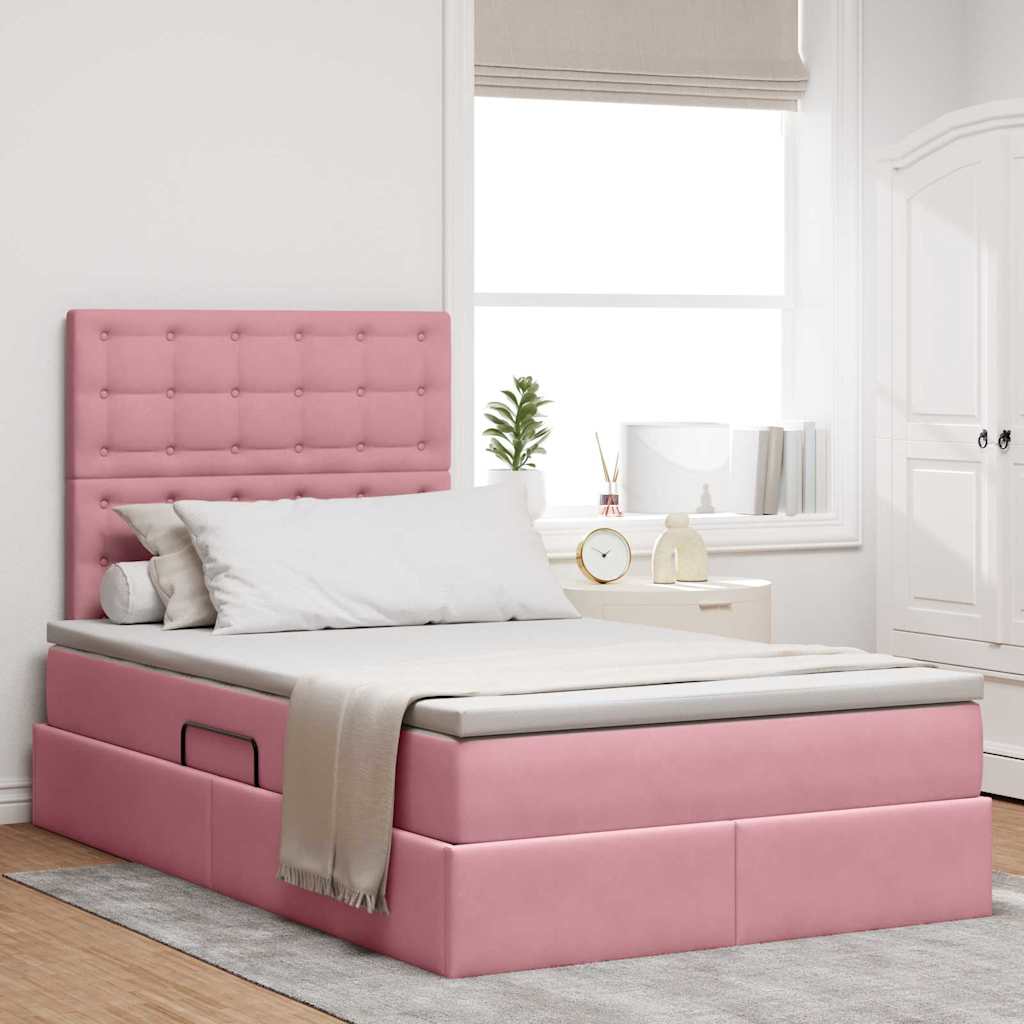 LED-Speicherbett mit Matratze Rosa 120 x 200 cm Samt