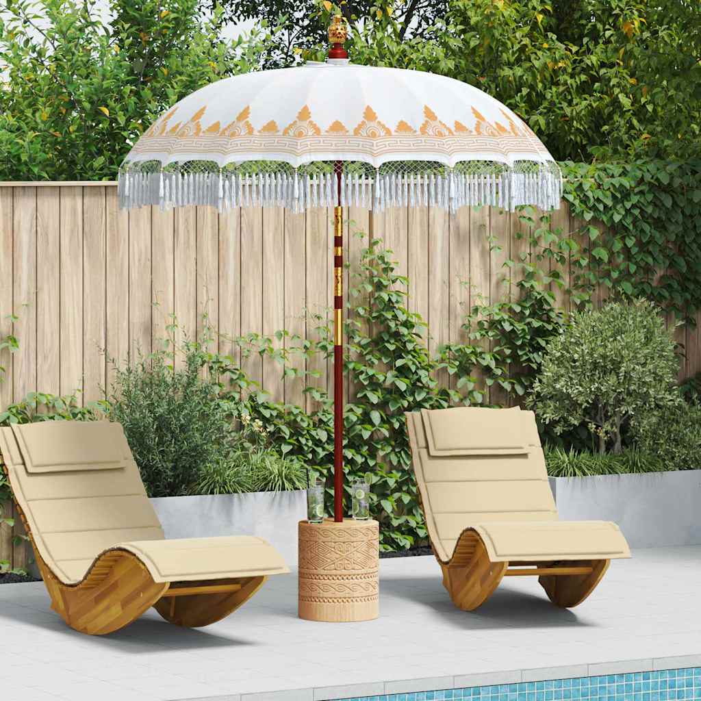 Balinesischer Sonnenschirm mit Sockel Creme 185 x 185 x 260 cm