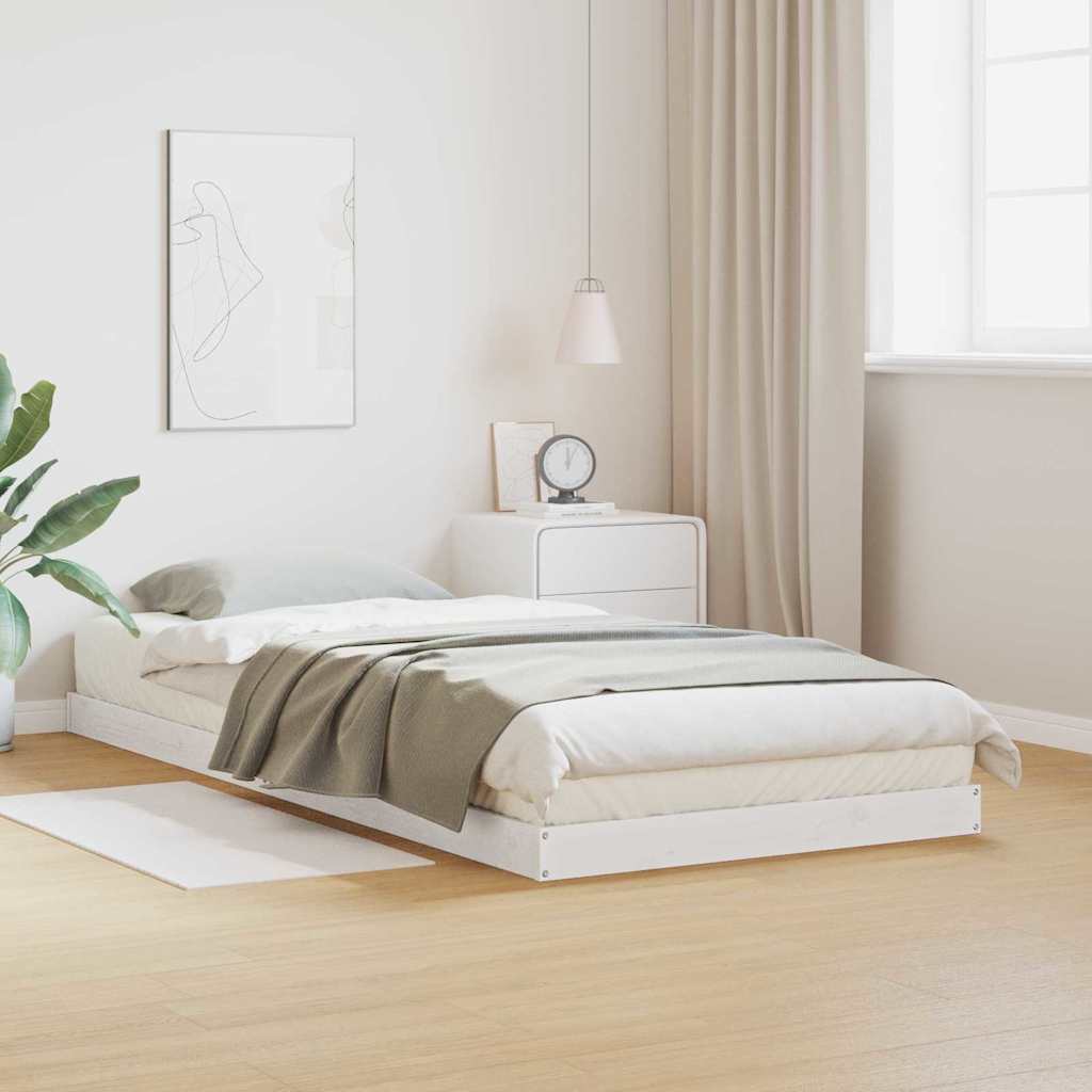 Bodenbettgestell Weiß 90 x 220 cm Massives Kiefernholz