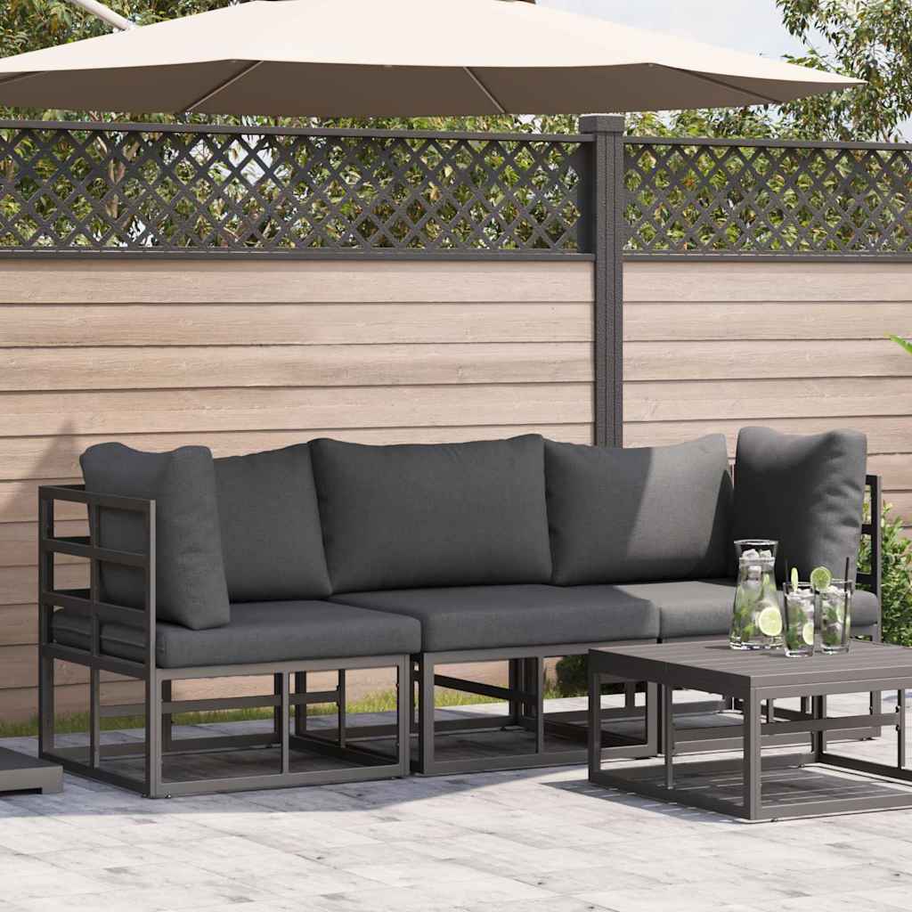 3 stk. Gartenmöbel Metall Schwarz und Anthrazit