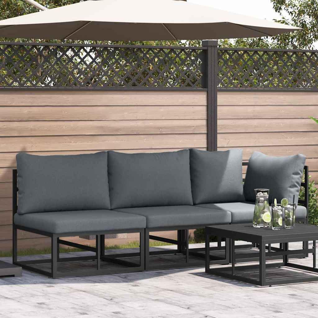 3 stk. Gartenmöbel Metall Schwarz und Anthrazit