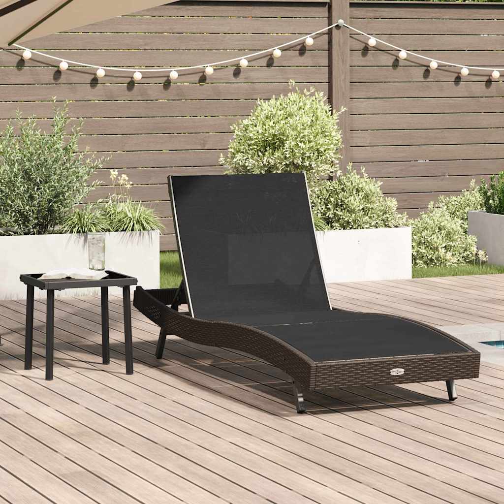 Sonnenliege 2 stk. Poly-Rattan Schwarz und Braun