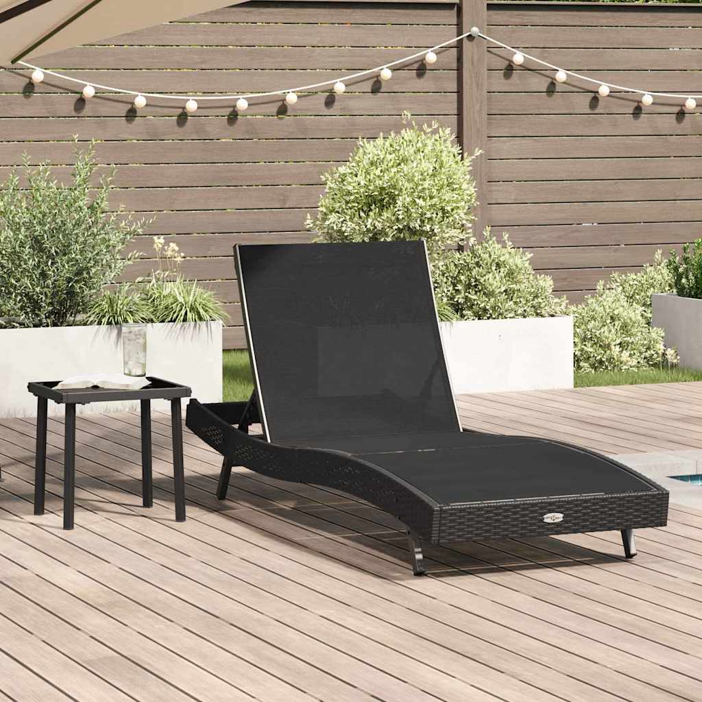 Sonnenliege 2 stk. Poly-Rattan Schwarz