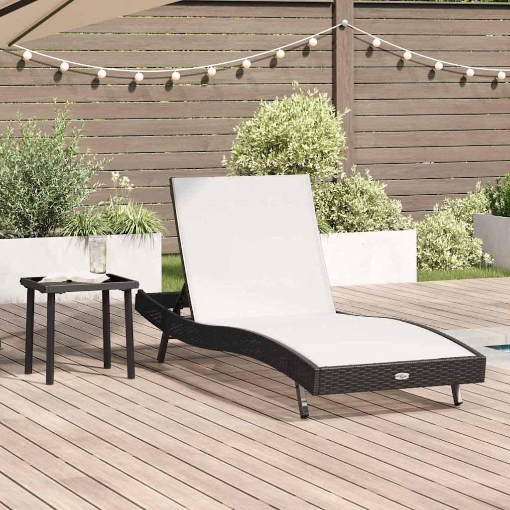 Sonnenliege 2 stk. Poly-Rattan Schwarz und Weiß