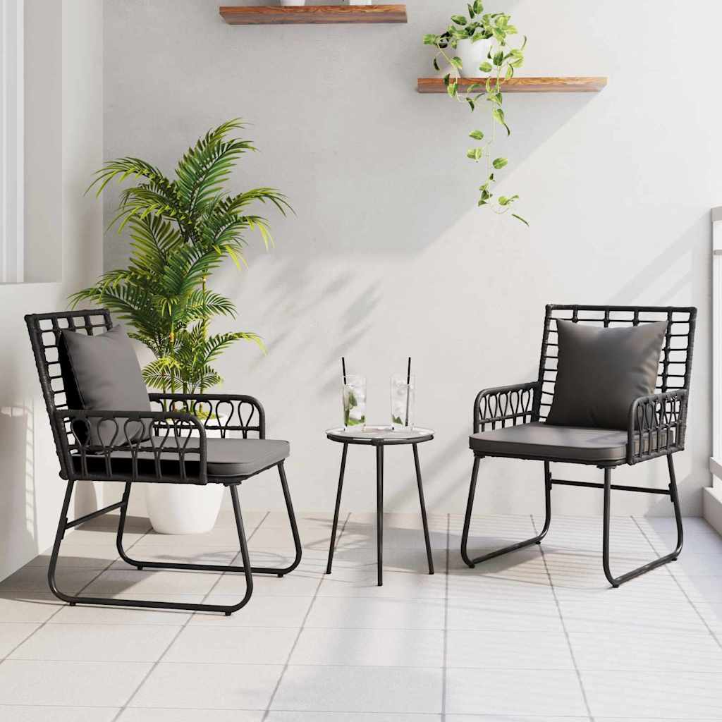 Garten Essgruppe 3 stk. Schwarz und Anthrazit Poly-Rattan