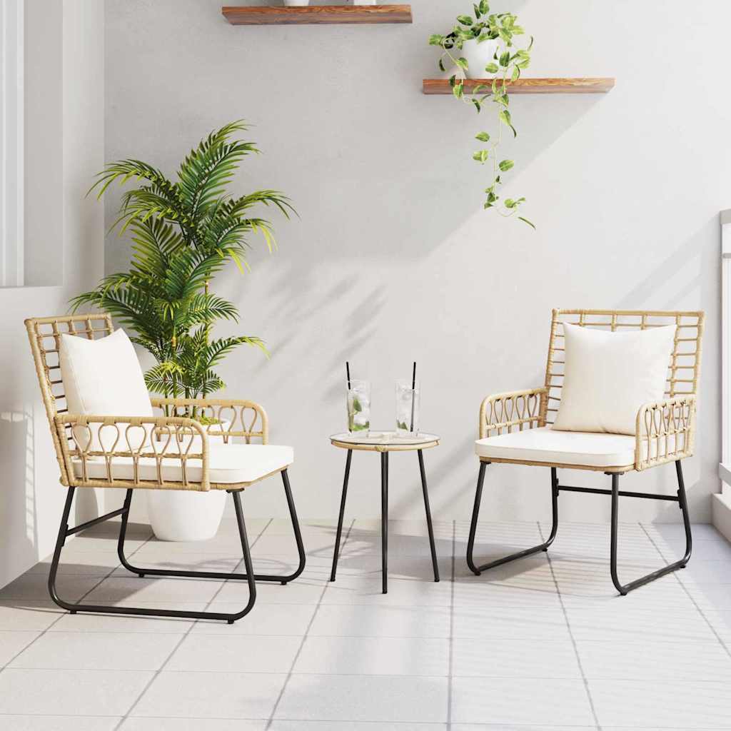 Garten Essgruppe 3 stk. Braun und Creme Poly-Rattan