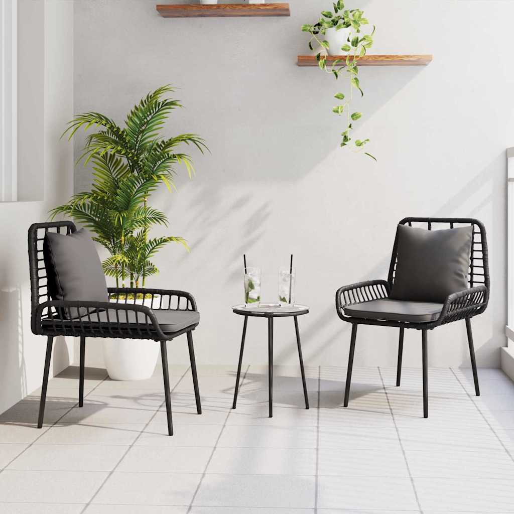 Garten Essgruppe 3 stk. Schwarz und Anthrazit Poly-Rattan