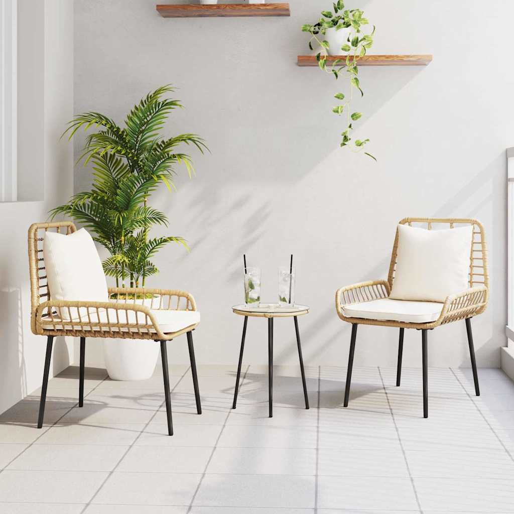 Garten Essgruppe 3 stk. Braun und Creme Poly-Rattan