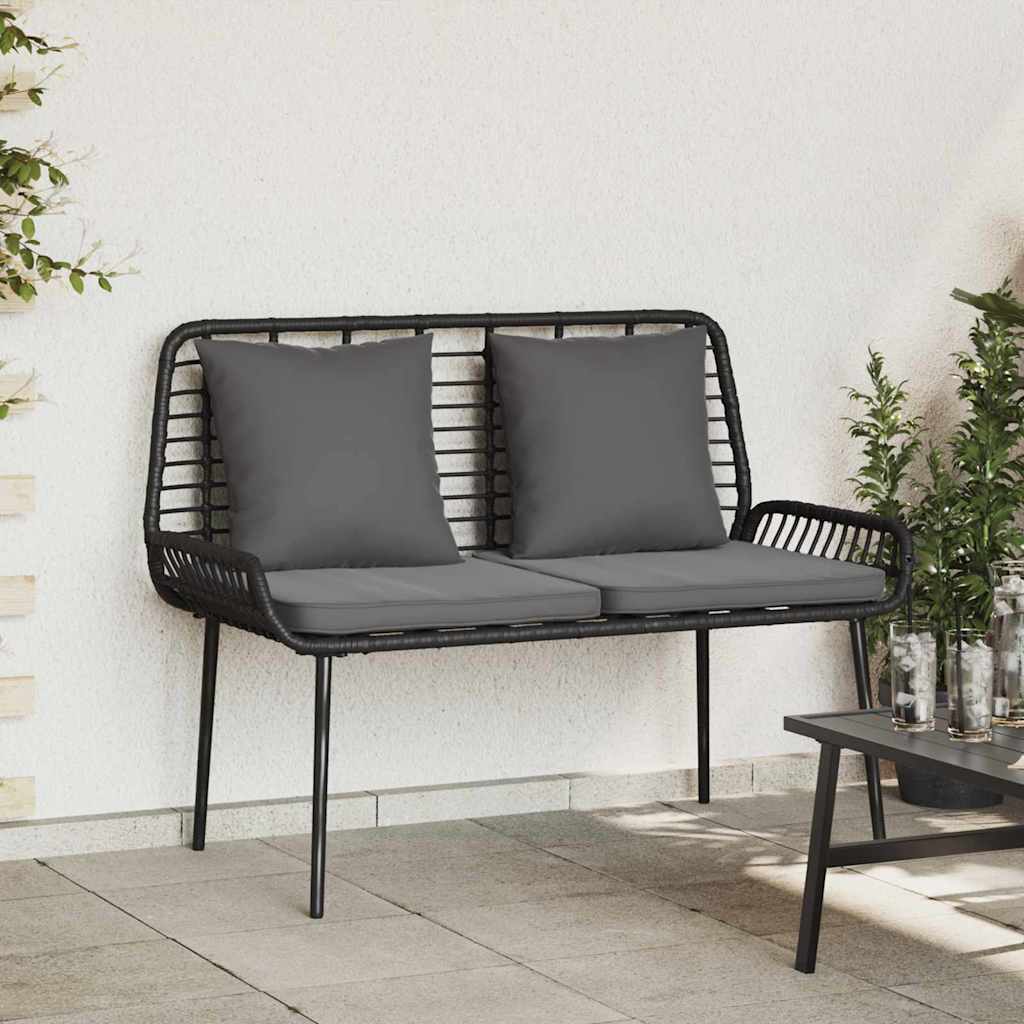 Gartenbank Schwarz und Anthrazit Poly-Rattan