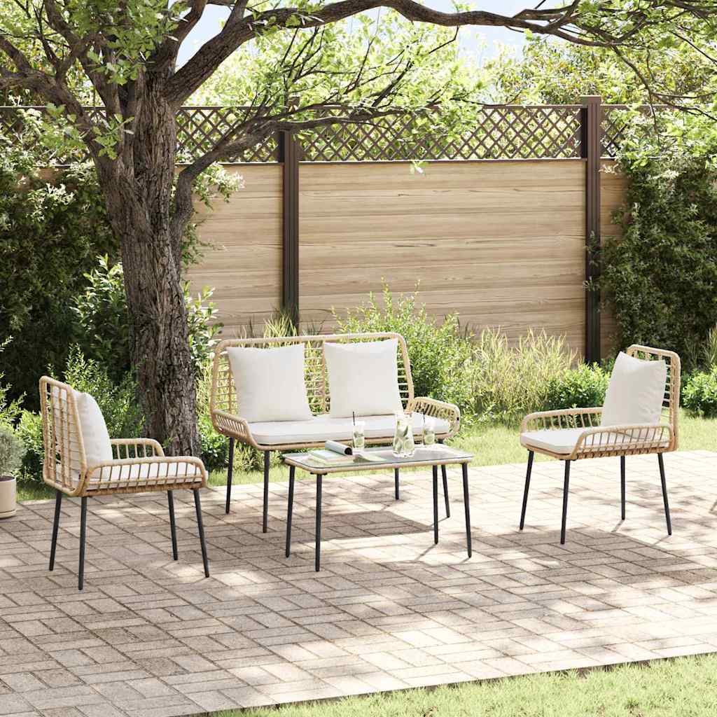 Garten Essgruppe 3 stk. Braun und Creme Poly-Rattan