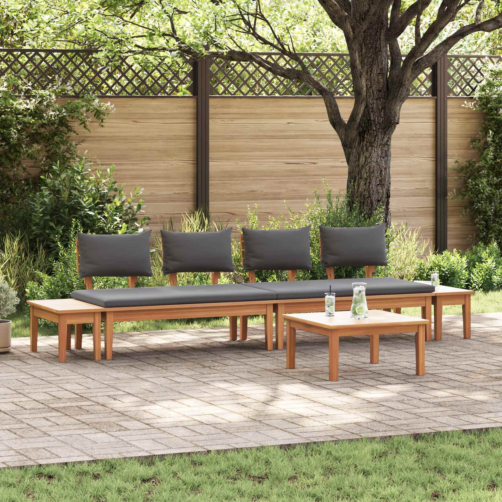 Gartensofa-set 5 stk. Braun und Grau