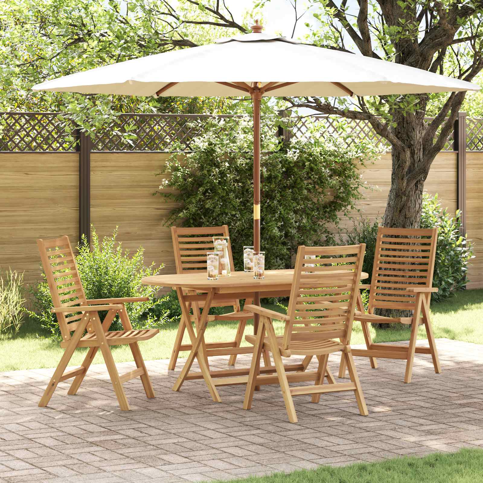 Garten Essgruppe 5 stk. Braun Massivholz Teak