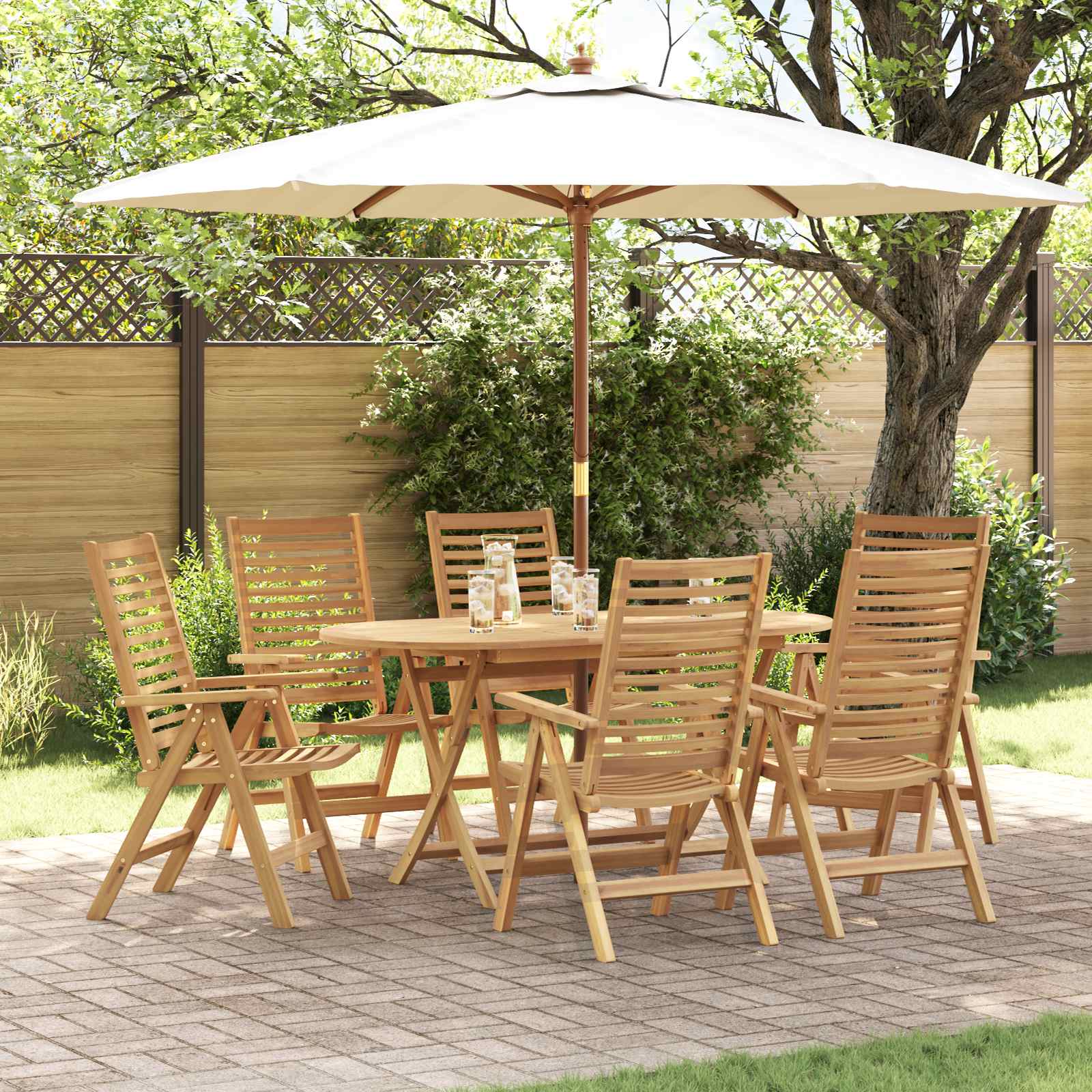 Garten Essgruppe 7 stk. Braun Massivholz Teak