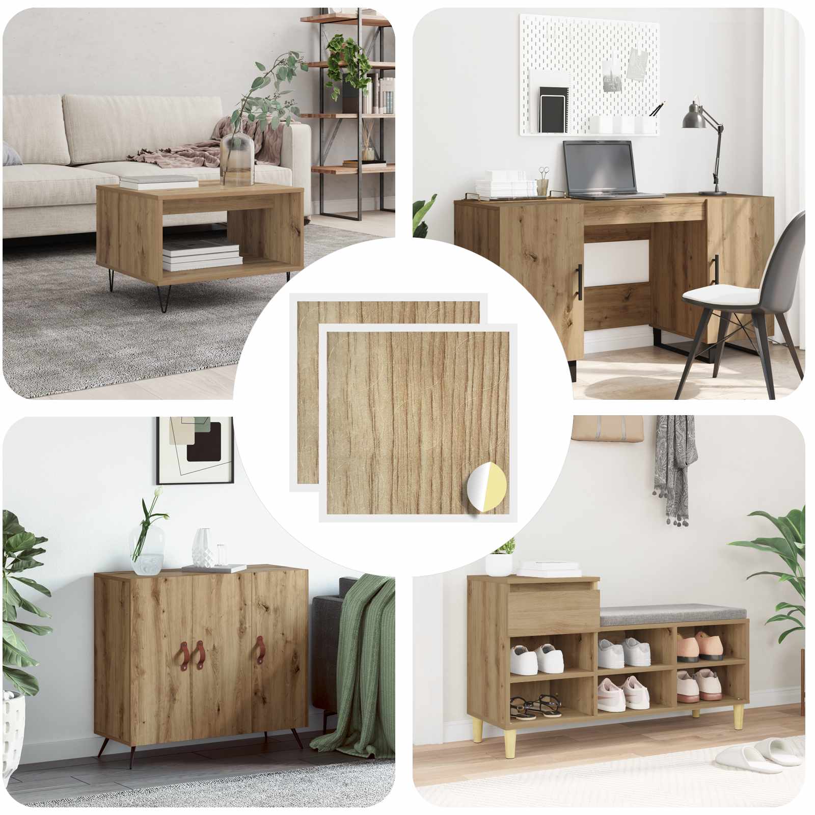 Selbstklebende Schraubenabdeckung 2 Stk. Artisan-Eiche
