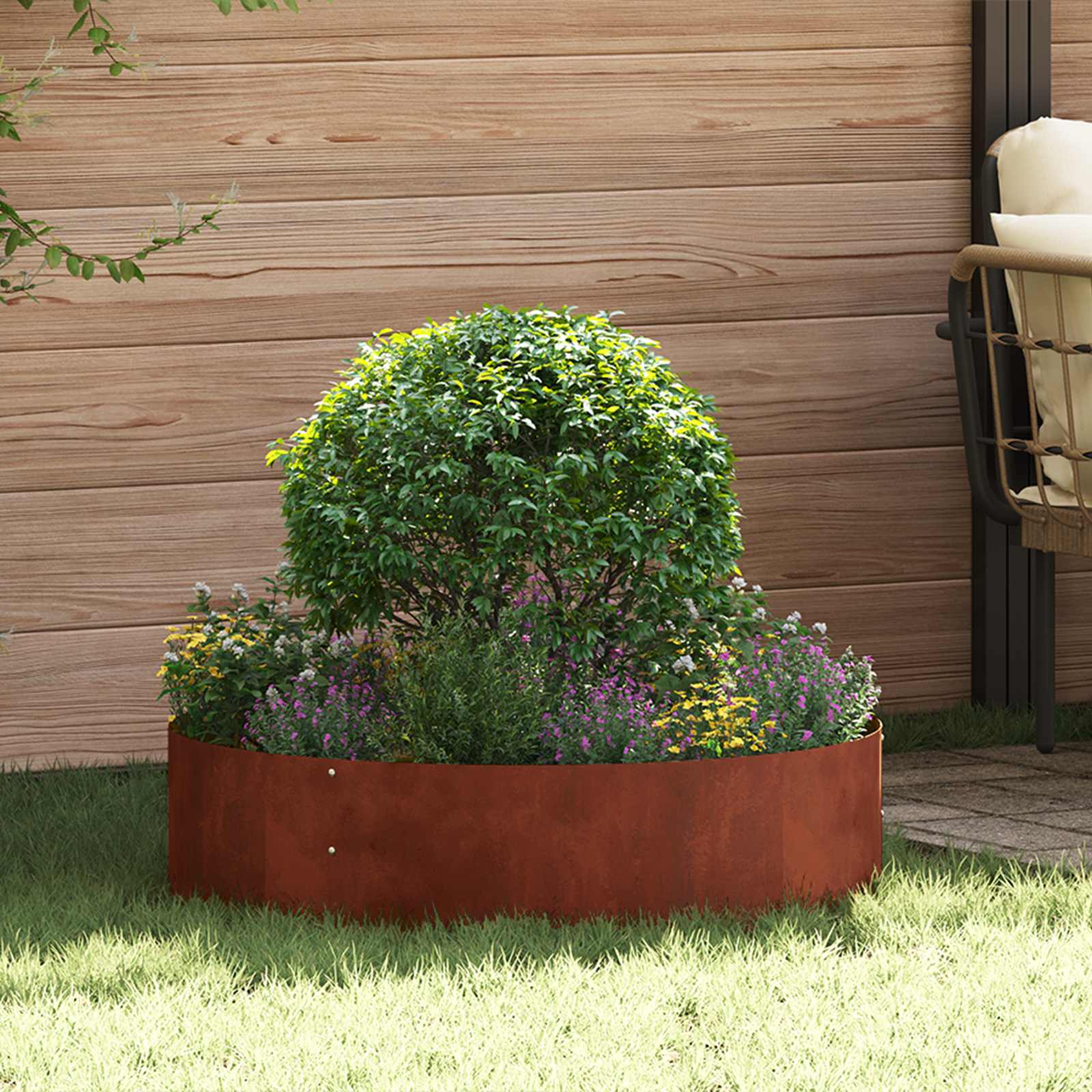 Pflanzenring 5 Stk. Rostig 80 x 80 x 20 cm Wetterfeststahl